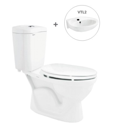 Bàn cầu hai khối VI28 + Chậu VTL2 (hoặc VTL3 hoặc VTL3N)